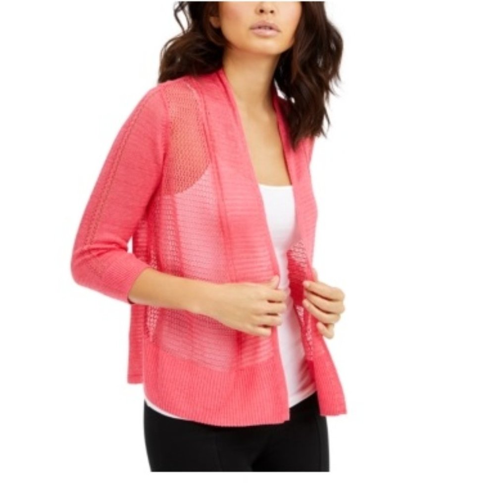 NWT Alfani Women's Pink Size XS Open Front Stitch Cardigan Top Blouse $60 C0099